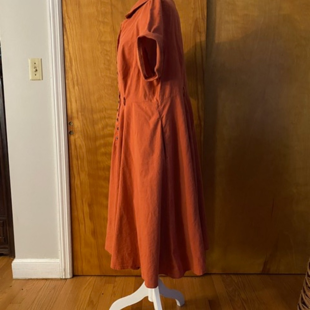 ANY OFFER! Collectif Orange Vintage-Inspired Midi Shirt Dress - Picture 4 of 7